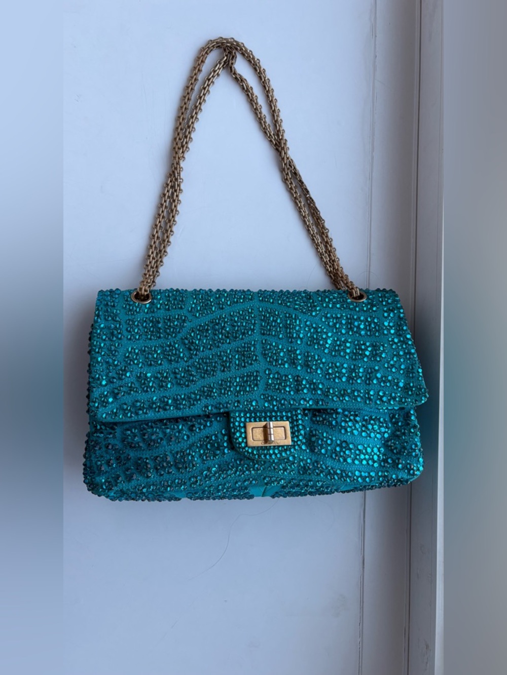 Chanel Classic Jumbo Double Flap Shoulder/Crossbody Bag- Rhinestone embellished